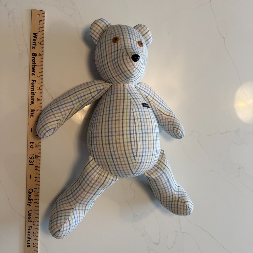 20" Handmade Teddy Bear Upcycled from Faconnable Dress Shirt | One-of-a-Kind | - Picture 6 of 6